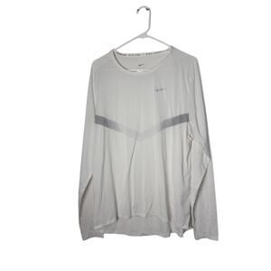 Nike Size L Male White Dri-FIT Long Sleeve Training Top Fitness Running Shirt